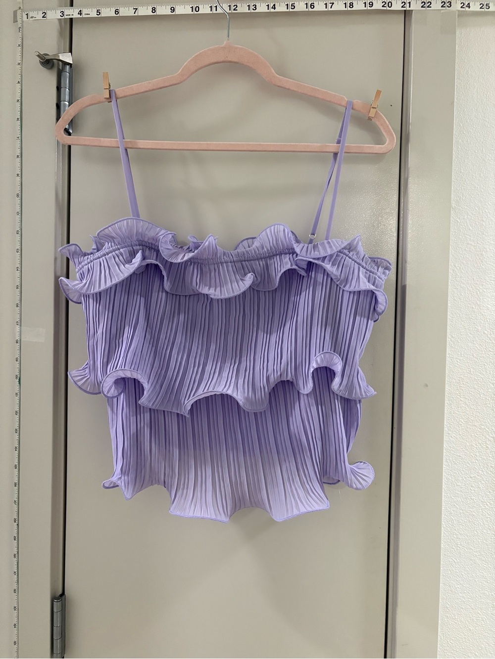 Lush Lavender Ruffle Pleated Camisole